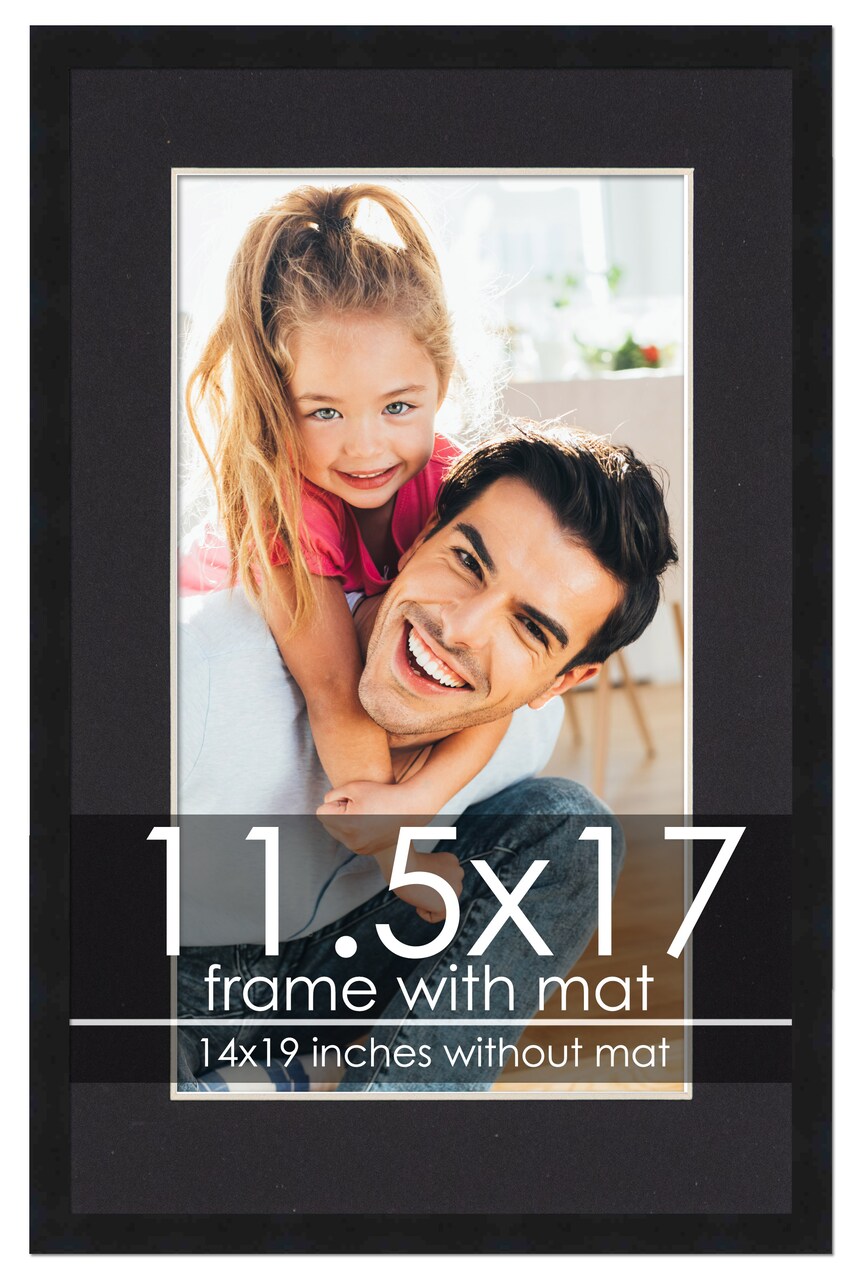 Modern Black Frame with Black Photo Mat, UV Acrylic Front, Foam Board Backing, 60 Sizes Available